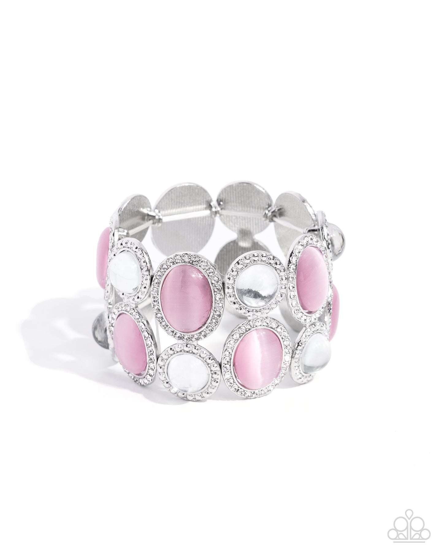 Affixed Appeal - Pink Cat's Eye Stone Stretch Bracelet Paparazzi B1701