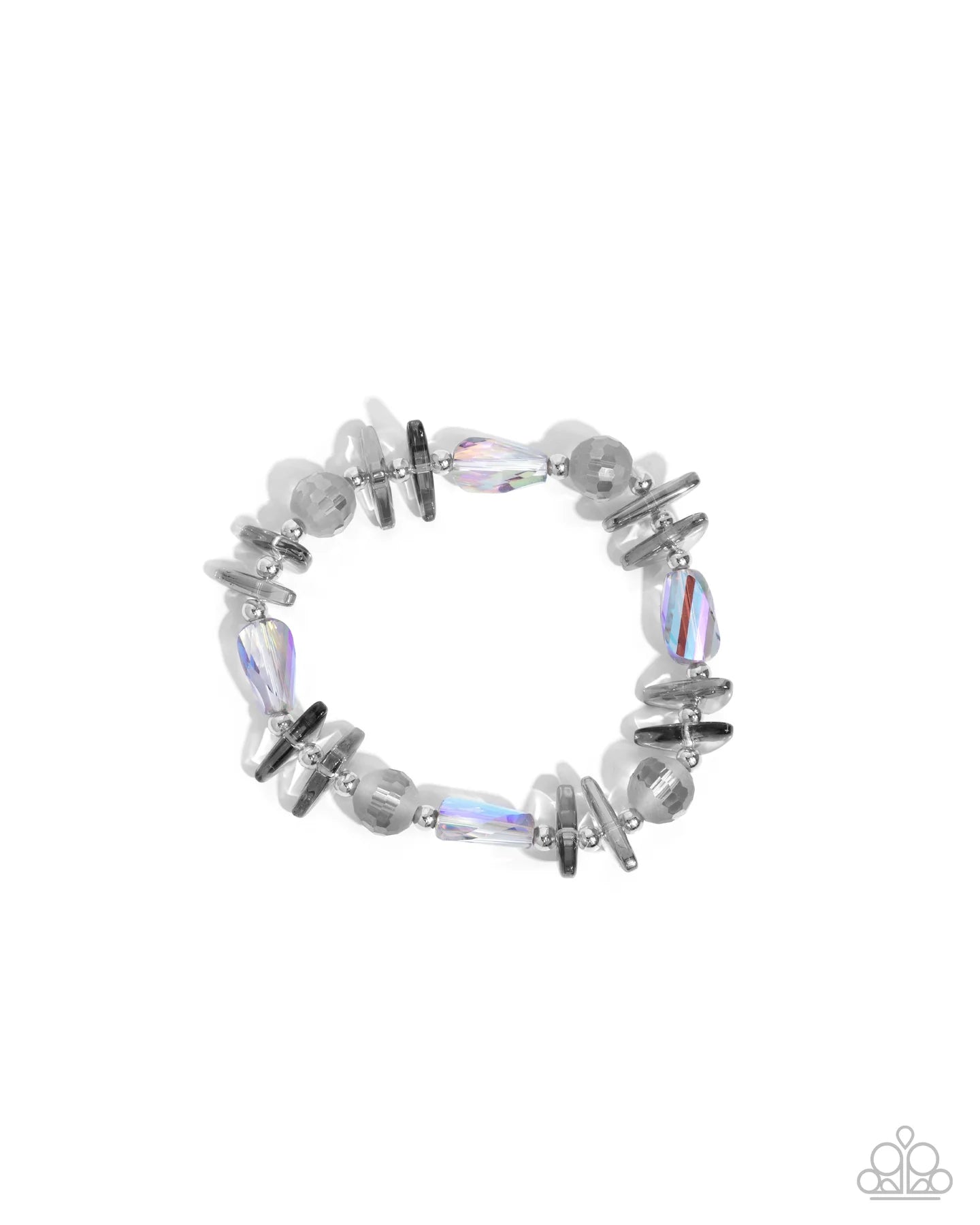 Reflective Ritardando Silver Smoky UV Bead Stretch Bracelet Paparazzi  B2132