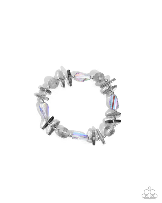 Reflective Ritardando Silver Smoky UV Bead Stretch Bracelet Paparazzi  B2132
