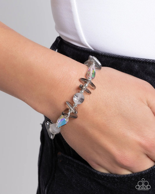 Reflective Ritardando Silver Smoky UV Bead Stretch Bracelet Paparazzi  B2132