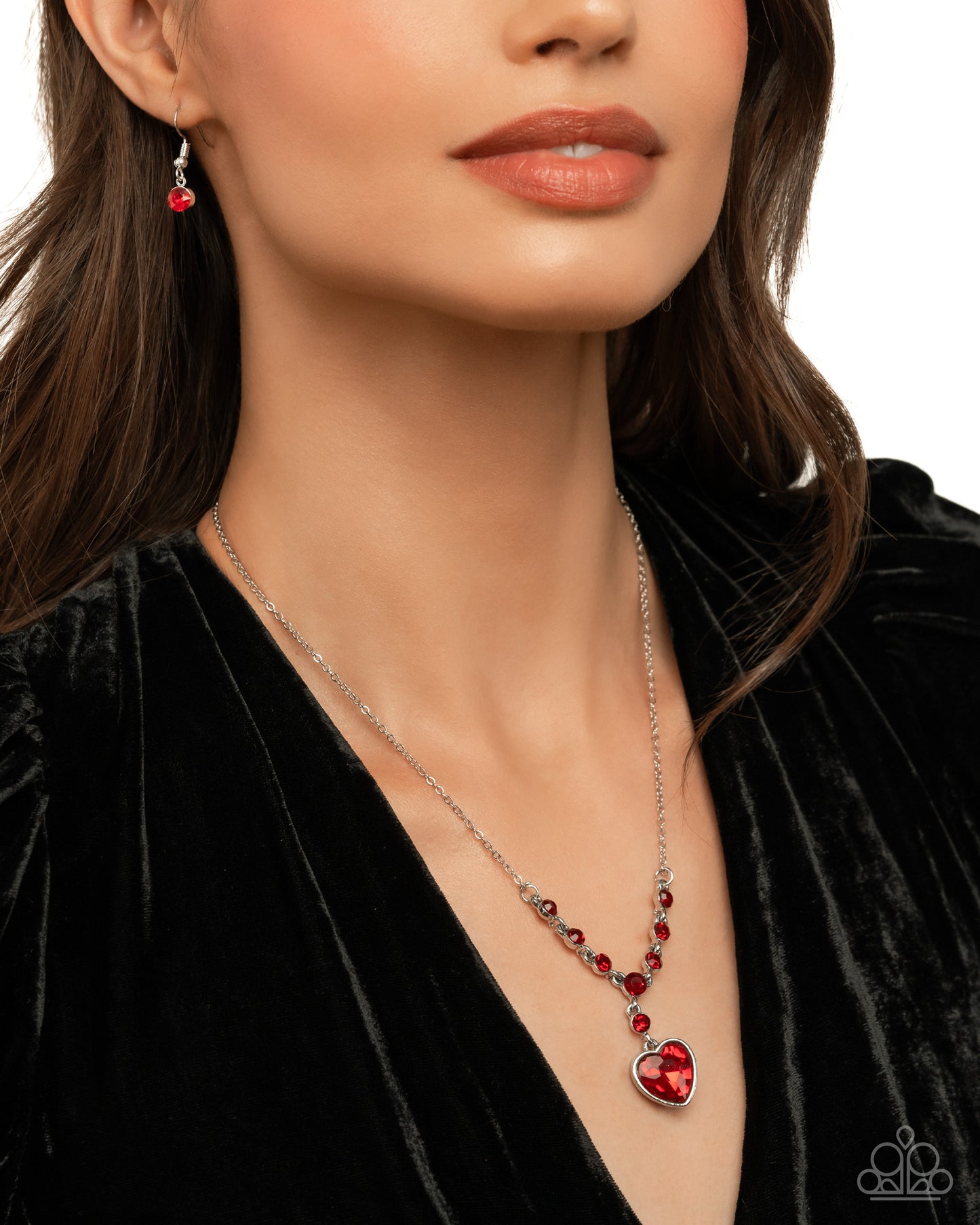 Fresh Fondness - Red Gem Heart Necklace Paparazzi N3194