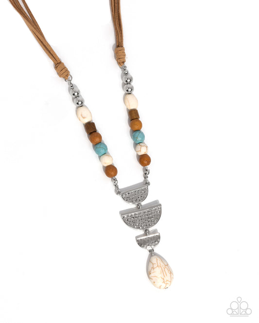 Eclectic Elegance - White, Turquoise, Brown Stone Silver Pendant Necklace Santa Fe Style Paparazzi N3459