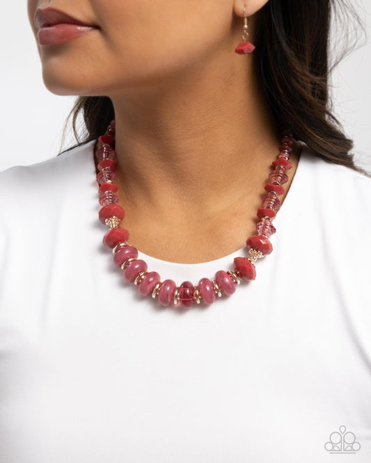 Swift Shimmer - Pink Desert Rose Bead & Rose Gold Accent Necklace Paparazzi N2950