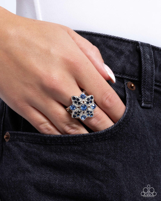 Floral Forte - Blue Montana And Light Sapphire Rhinestone Ring Paparazzi