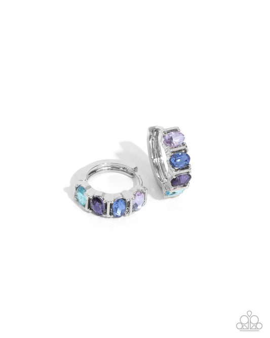 Impressive Impact Blue 3/4 Inch Hinge Hoop Earring Paparazzi E2335