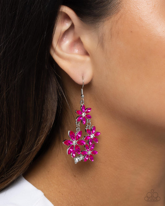 Floral Founder - Pink - Hot Pink Flower Earring Paparazzi E2519