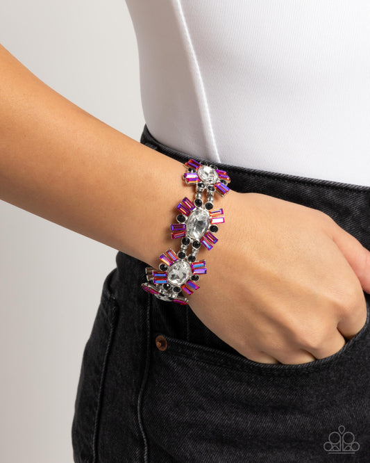 Bewildering Bling - Multi White, Fuchsia UV Rhinestone Stretch Bracelet Paparazzi B1419