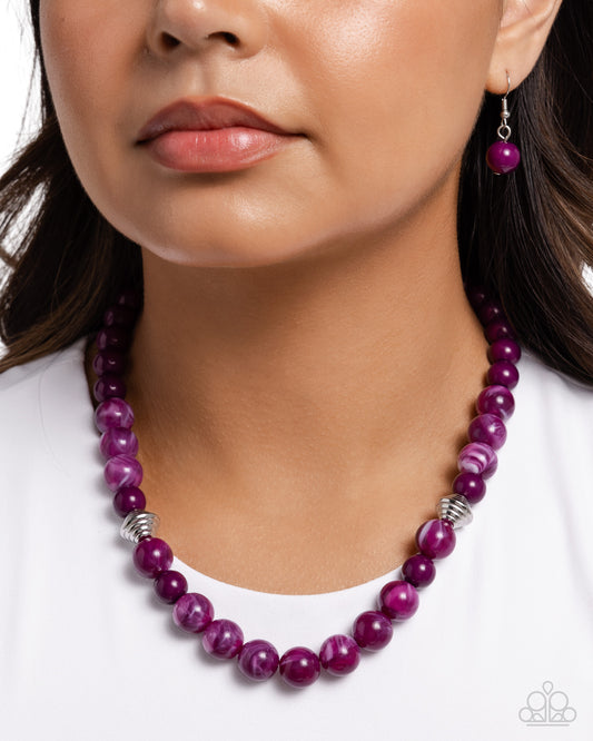 Showroom Swirl - Purple Swirled & Plum Bead Necklace Paparazzi N1715