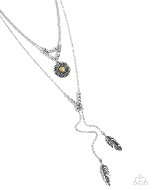 Free-Spirited Freestyle - Yellow Marbled Stone Santa Fe Style Layered Necklace Paparazzi N3067