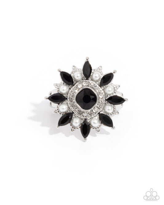 Forge Ahead - Black Gem & White Pearl Ring Paparazzi R1114
