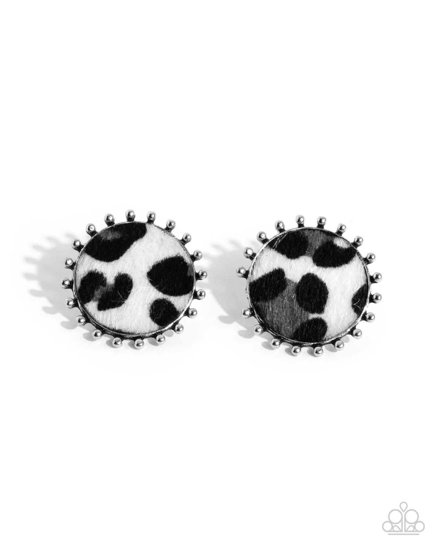 Cowhide Couture - Black & White Cow Print Earring Paparazzi E2305