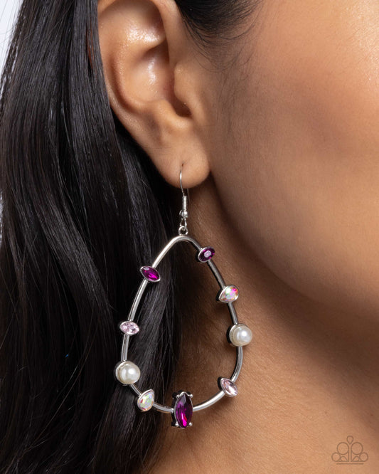 Dazzling Diversity - Pink Multicolored & Iridescent Gem Teardrop Earring Paparazzi