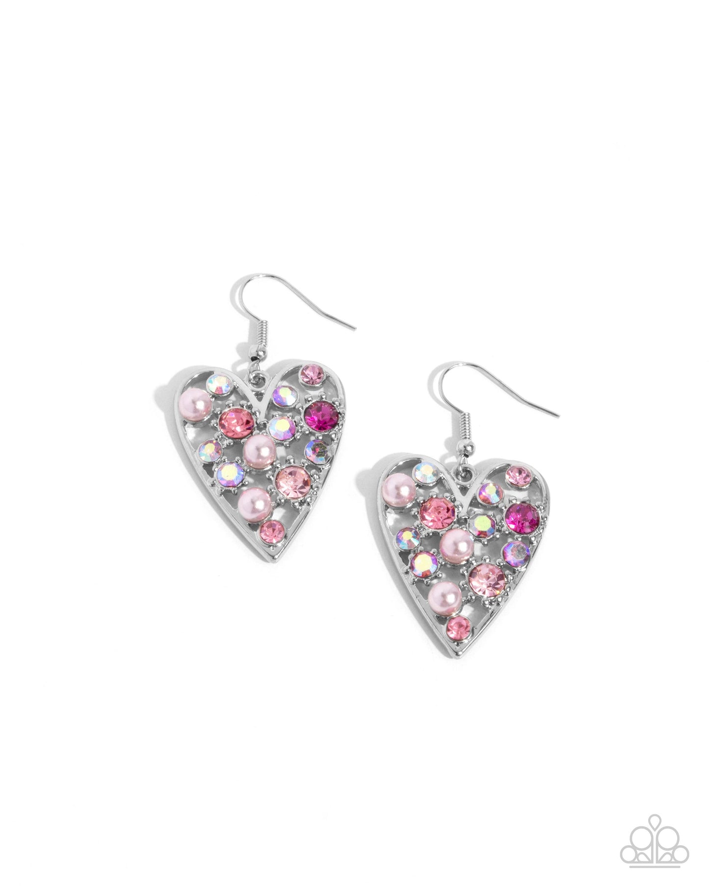 Unbelievable Shimmer - Pink Iridescent Heart Earring Paparazzi E2293