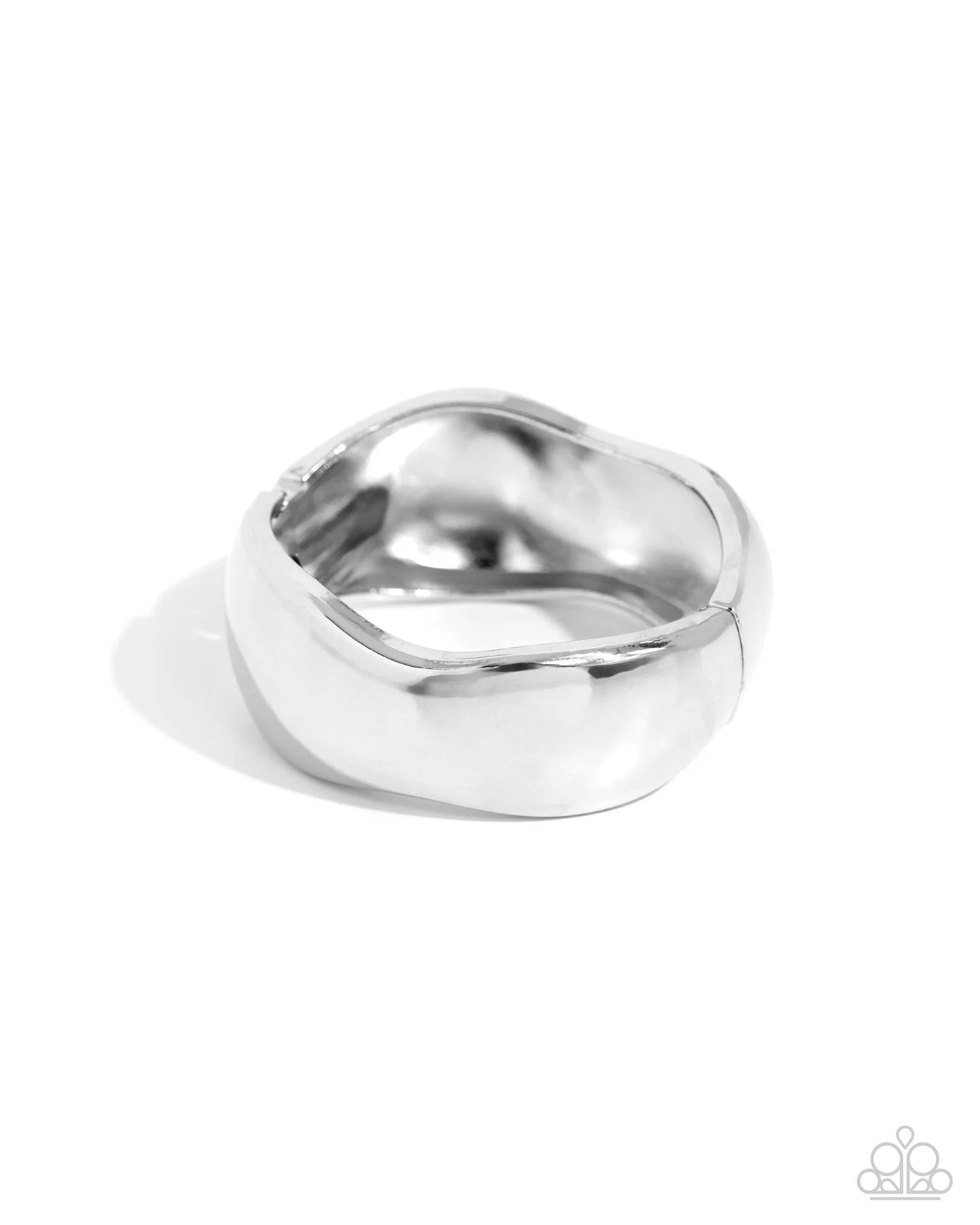 Paparazzi Curved Confident - Silver High Sheen Hinge Bracelet B2478