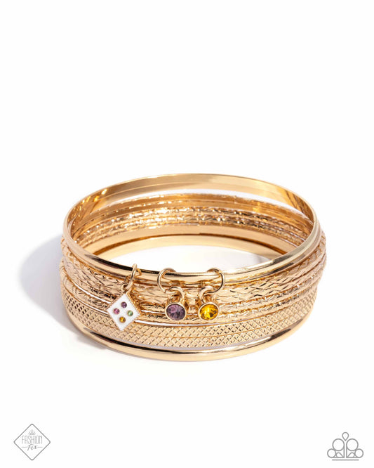 Fixed Fashion - Gold Bangle Set of 9 Bracelets Sunset Sightings Fashion Fix November 2024 Paparazzi B2337