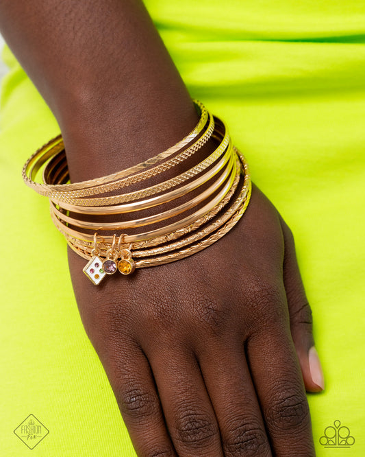 Fixed Fashion - Gold Bangle Set of 9 Bracelets Sunset Sightings Fashion Fix November 2024 Paparazzi B2337