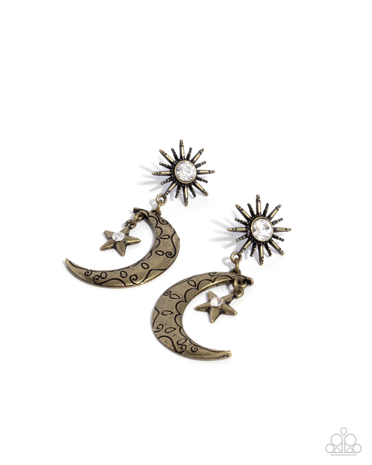 Paparazzi Cosmic Cutie - Brass Crescent Moon & Star Earring E3283