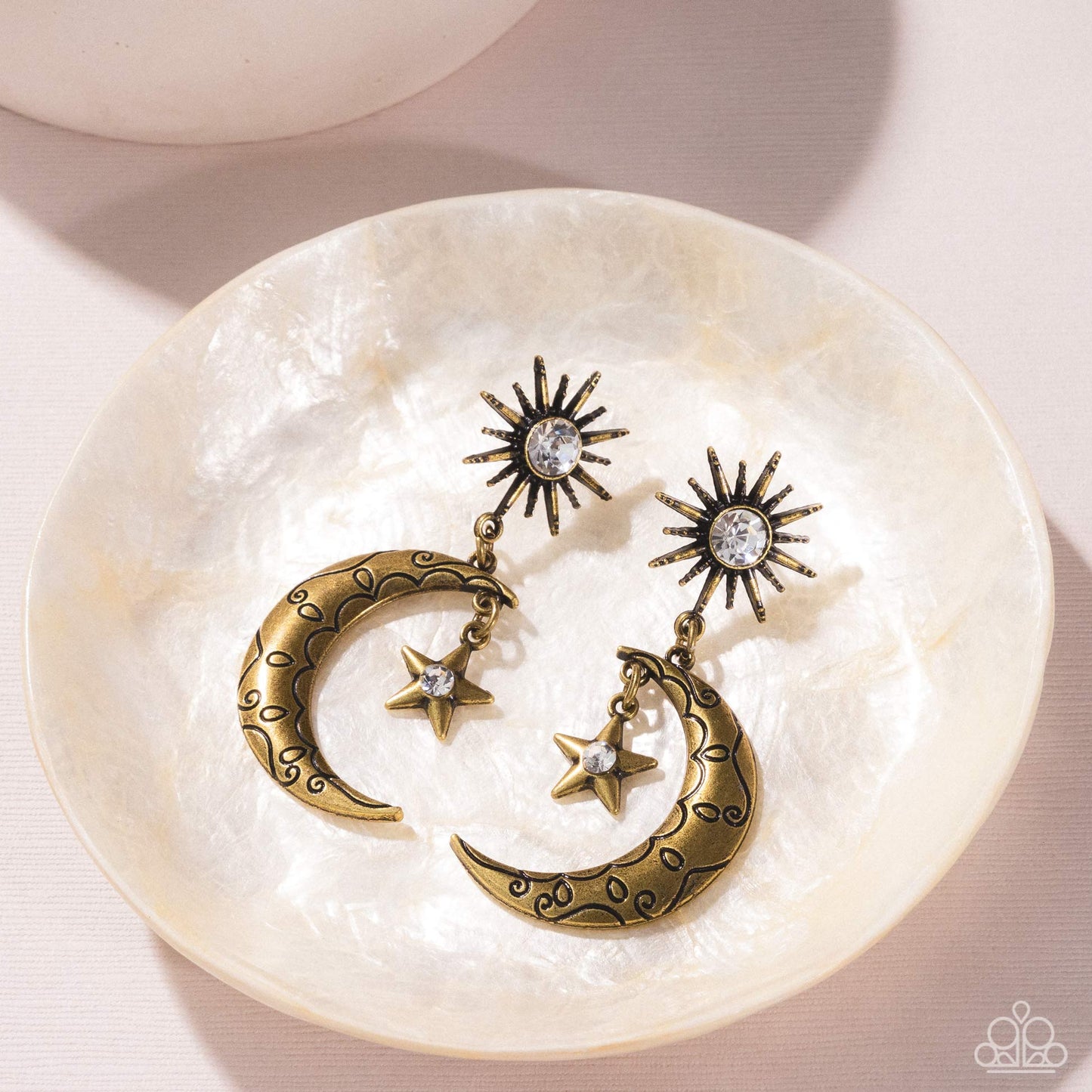 Paparazzi Cosmic Cutie - Brass Crescent Moon & Star Earring E3283