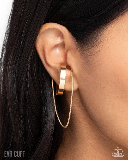 Boston Babe - Gold 1 Inch Ear Cuff Earring Paparazzi E2884