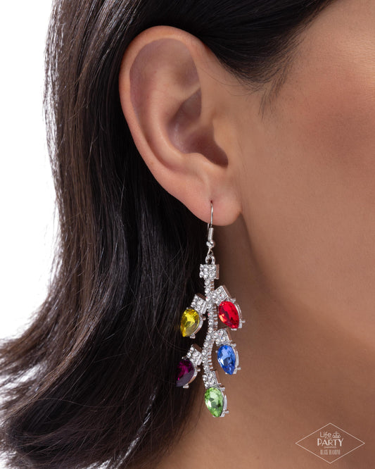 Preorder Christmas Lights - Multicolored Gem & White Rhinestone Holiday Earring Life Of The Party Black Diamond Encore