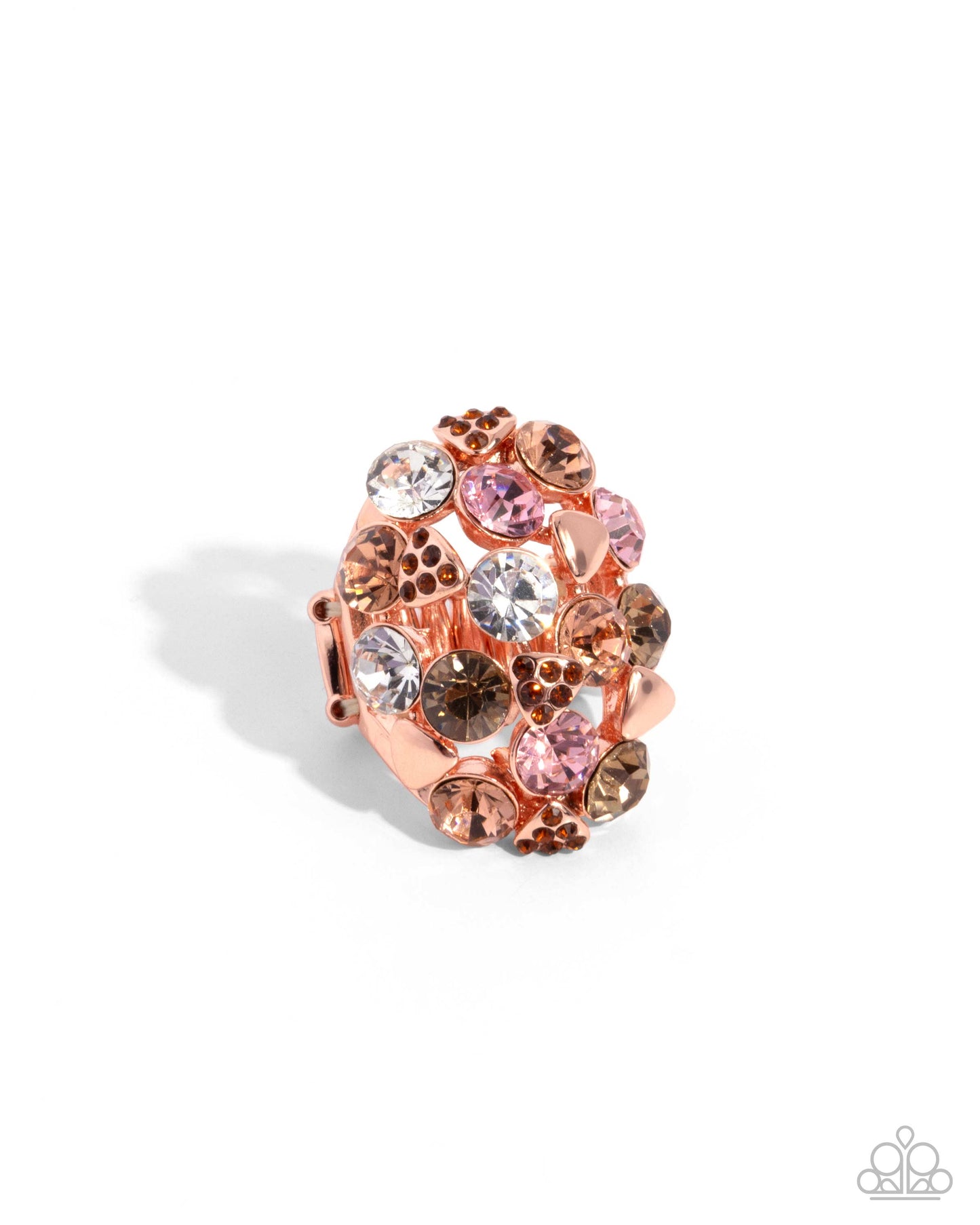 Piquant Persuasion - Copper, Light Peach, Light Rose, Smoked Topaz & Tea Rhinestone Ring Paparazzi R0830