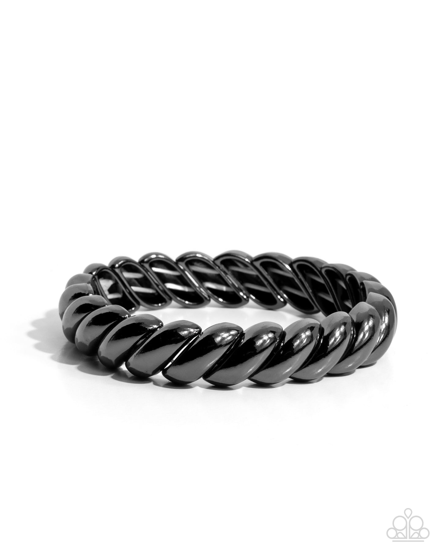 Carefree Curls - Black Gunmetal Stretch Bracelet Paparazzi B2074