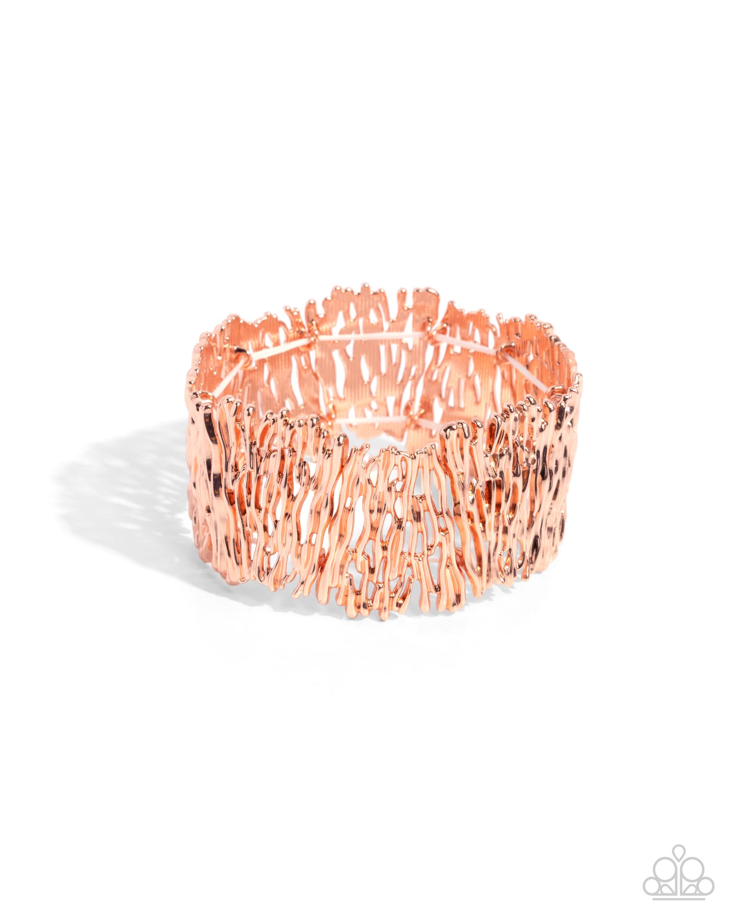 Settle the Score - Copper - Shiny Copper Wood Grain Style Stretch Bracelet Paparazzi B2279