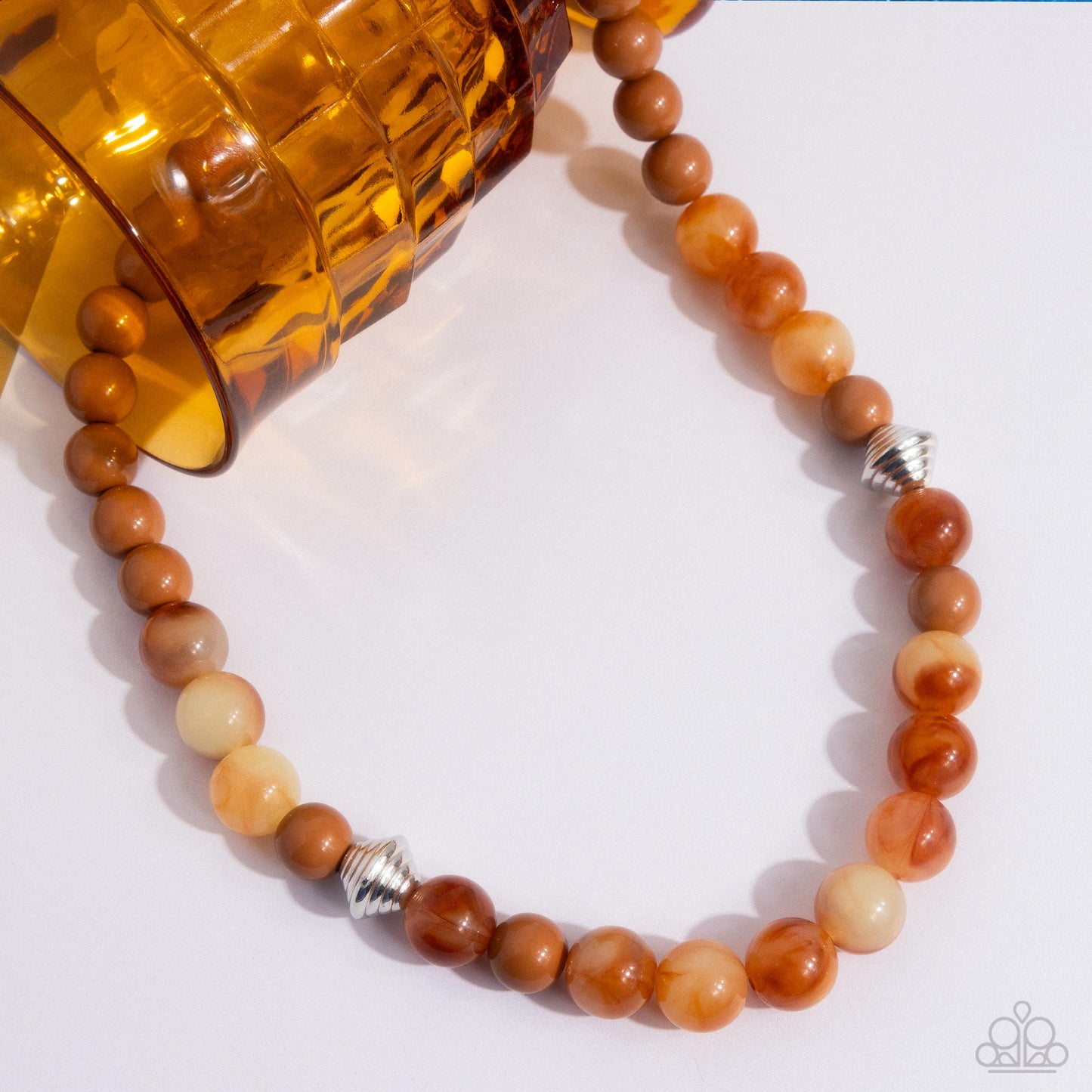 Showroom Swirl - Orange & Tomato Cream Bead Necklace Paparazzi