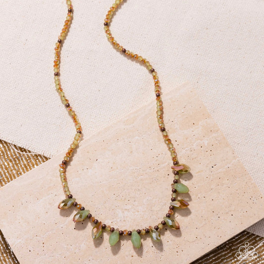 Paparazzi Declaration of Dazzle - Copper and Iridescent Green Bead Short Necklace N3813