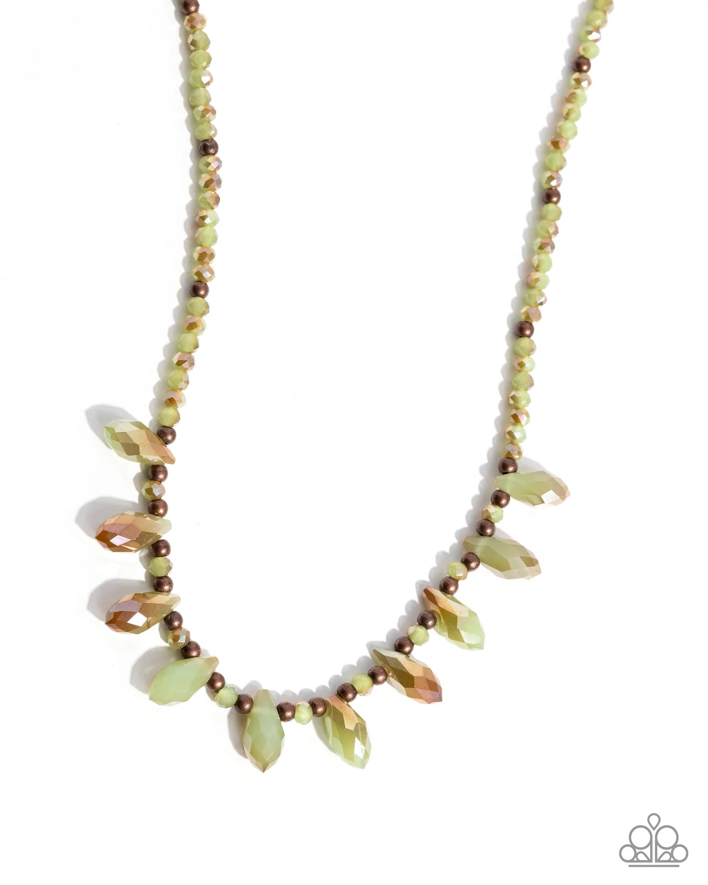 Paparazzi Declaration of Dazzle - Copper and Iridescent Green Bead Short Necklace N3813