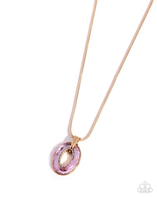 Paparazzi Reflective Rigor - Pink - Baby Pink Gem Gold Necklace N3672