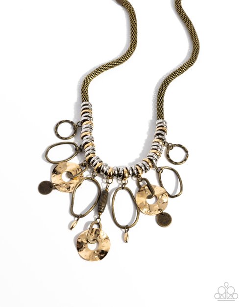 Paparazzi Master Mechanic - Multi Gold Brass Mixed Metal Necklace N3762