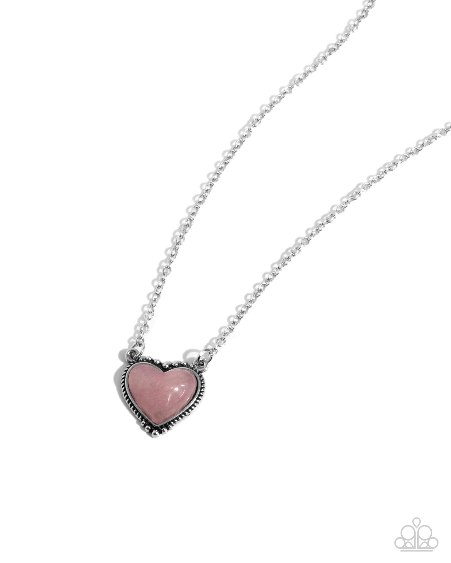 Paparazzi Earthy Eternity - Pink Rose Quartz Heart Silver Necklace N3892