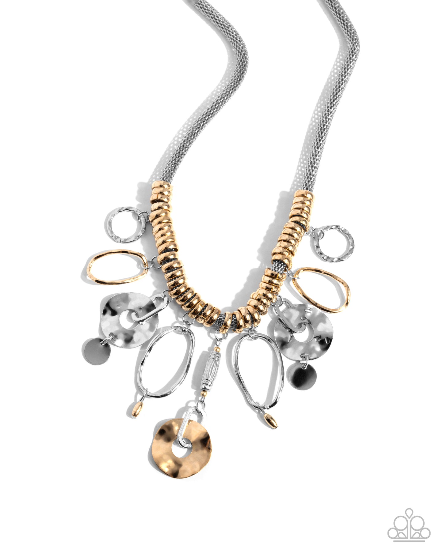 Master Mechanic - Silver & Gold Hammered Necklace Paparazzi N2873