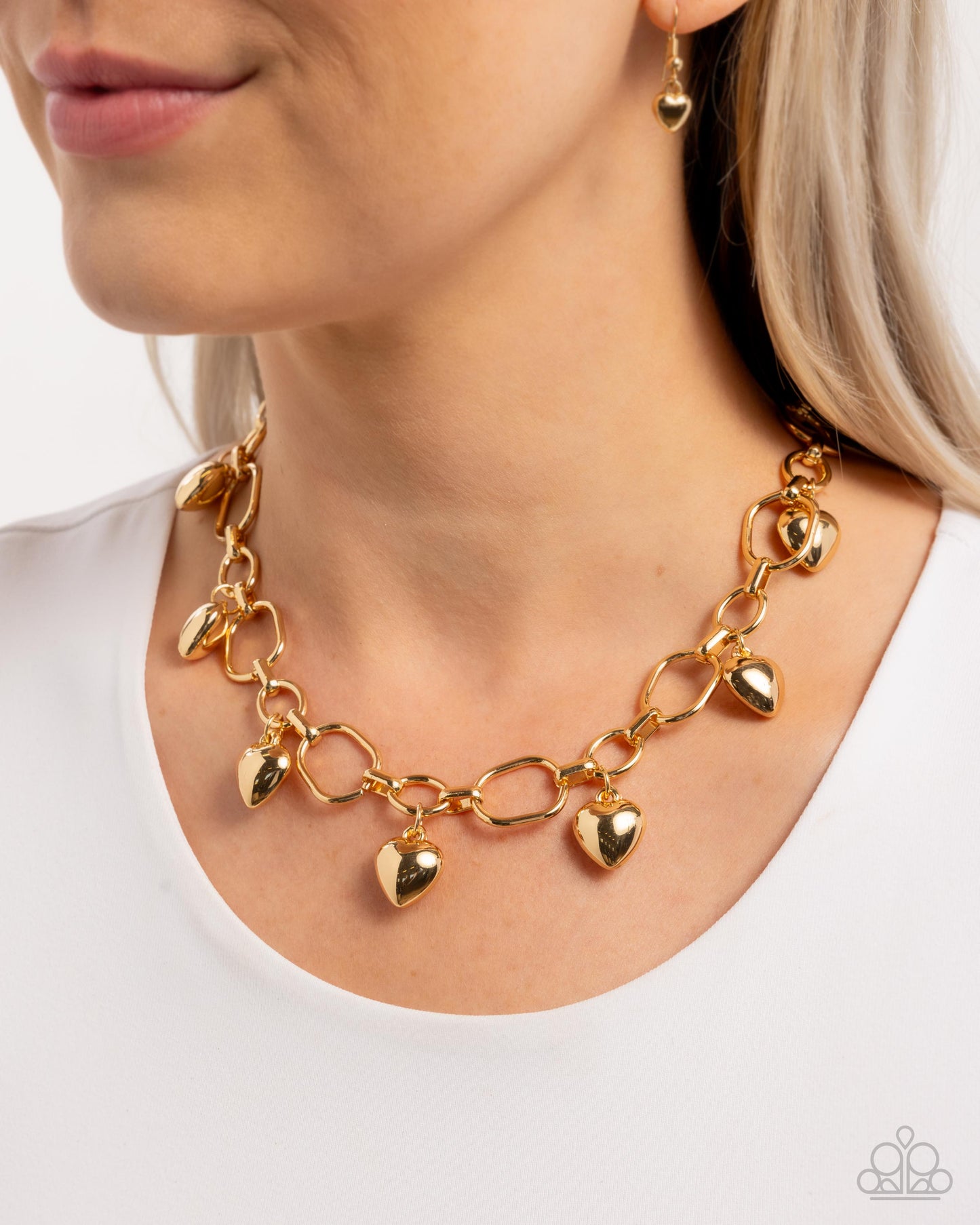 Hey Lover - Gold Heart Charm Style Necklace Paparazzi