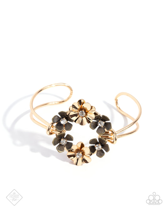 Genuine Garden - Gold Floral Cuff Bracelet Glimpses Of Malibu January 2025 Fashion Fix Paparazzi B2206
