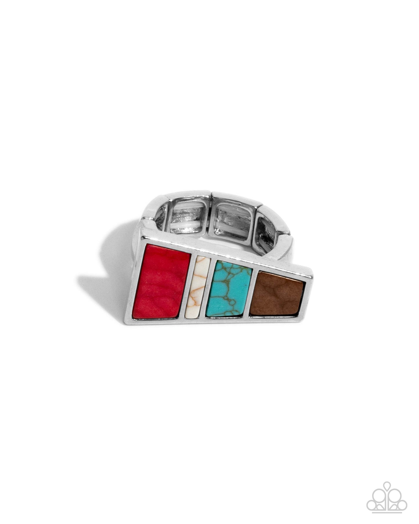 Contemporary Color - Multicolored Red, White, Turquoise, Brown Stone Urban Men's Ring Paparazzi R1135