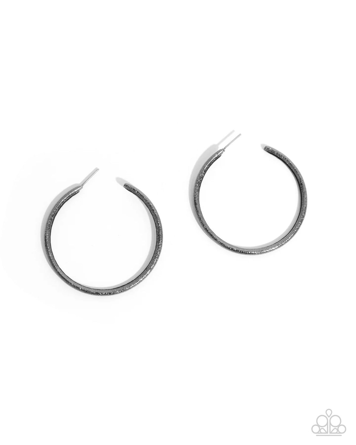 Paparazzi Serious Sass - Black Gunmetal 1 3/4 Inch Hoop Earrings E3123