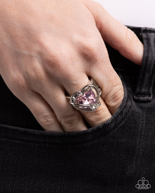 Cutie Chemistry - Pink Cubic Zirconia Heart Gem Ring Paparazzi R0900