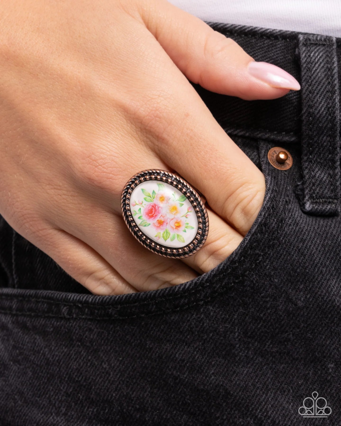 Paparazzi Handmade Heaven - Copper Pink Rose Flower Ring R1275
