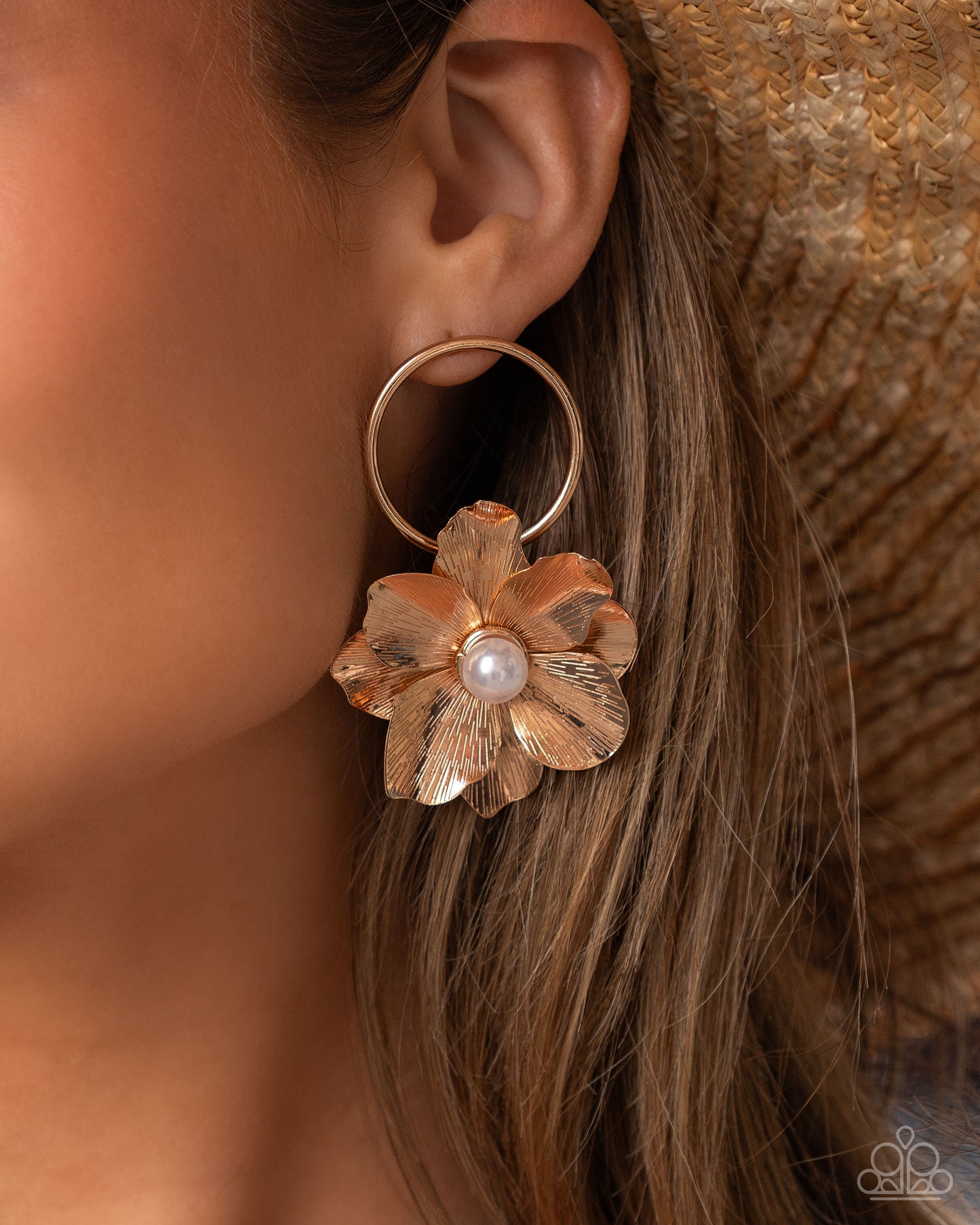 Backyard Bling - Gold Flower Post Earring Paparazzi E2669