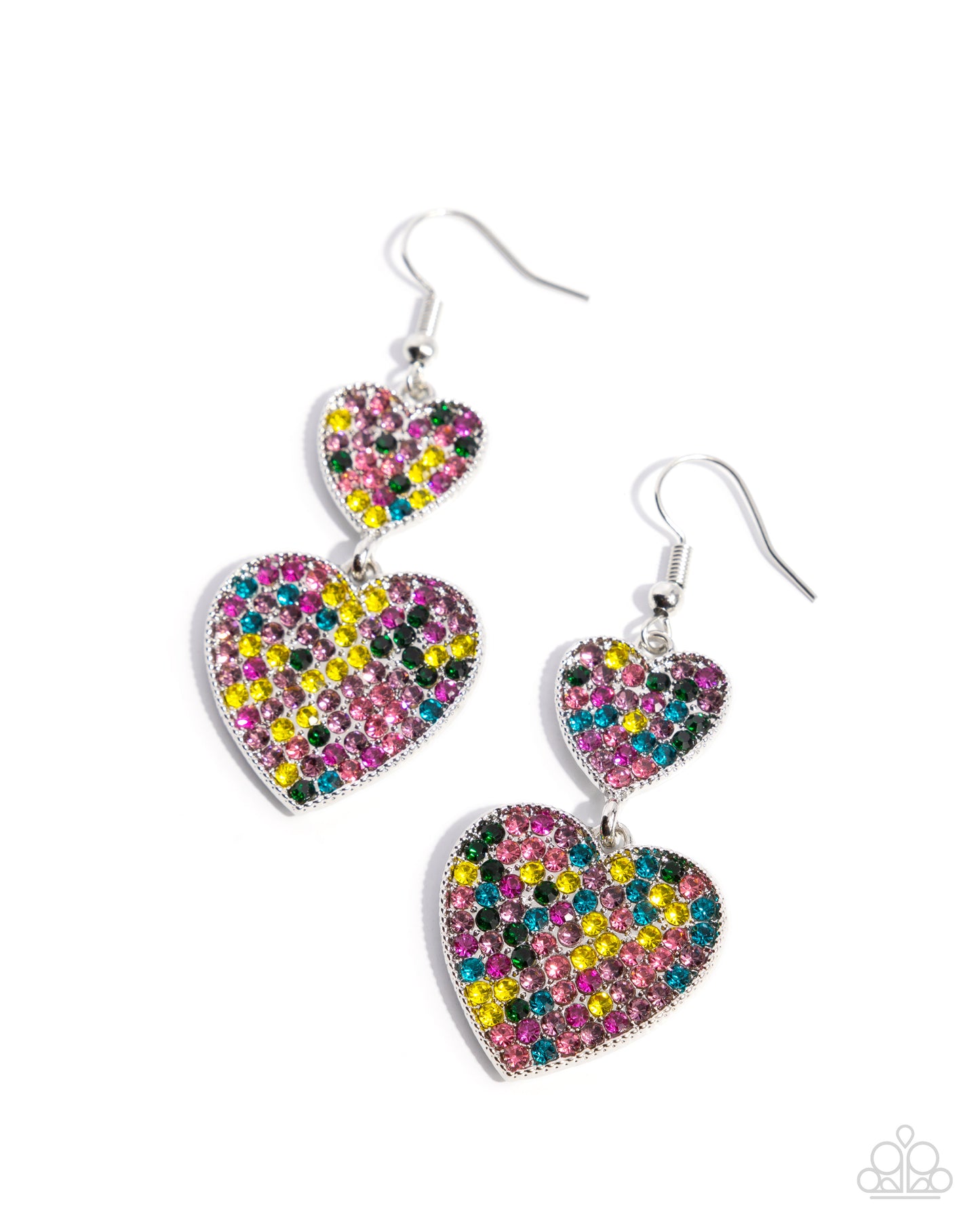 Paparazzi You Make My Heart Glow - Multicolored Rhinestone Heart Earring E3297