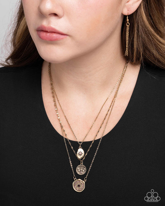 Stellar Spectacle - Purple Amethyst & Antiqued Gold Layered Necklace Paparazzi N3537