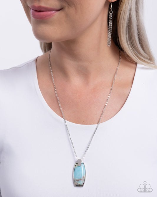 Santa Fe Someday - Blue Marbled Turquoise Stone Pendant Necklace