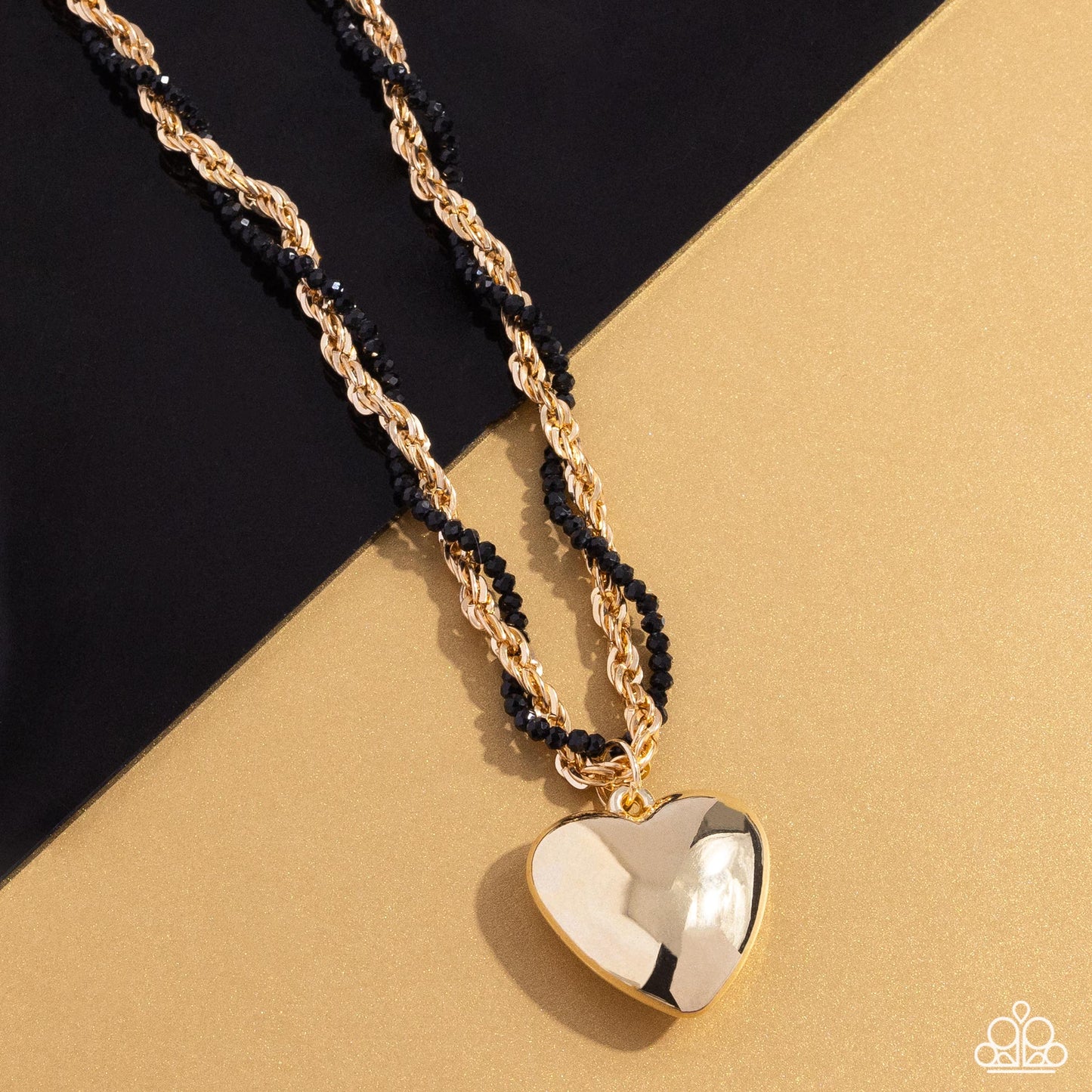 Falling Slowly - Gold Heart Pendant Necklace Paparazzi N2261