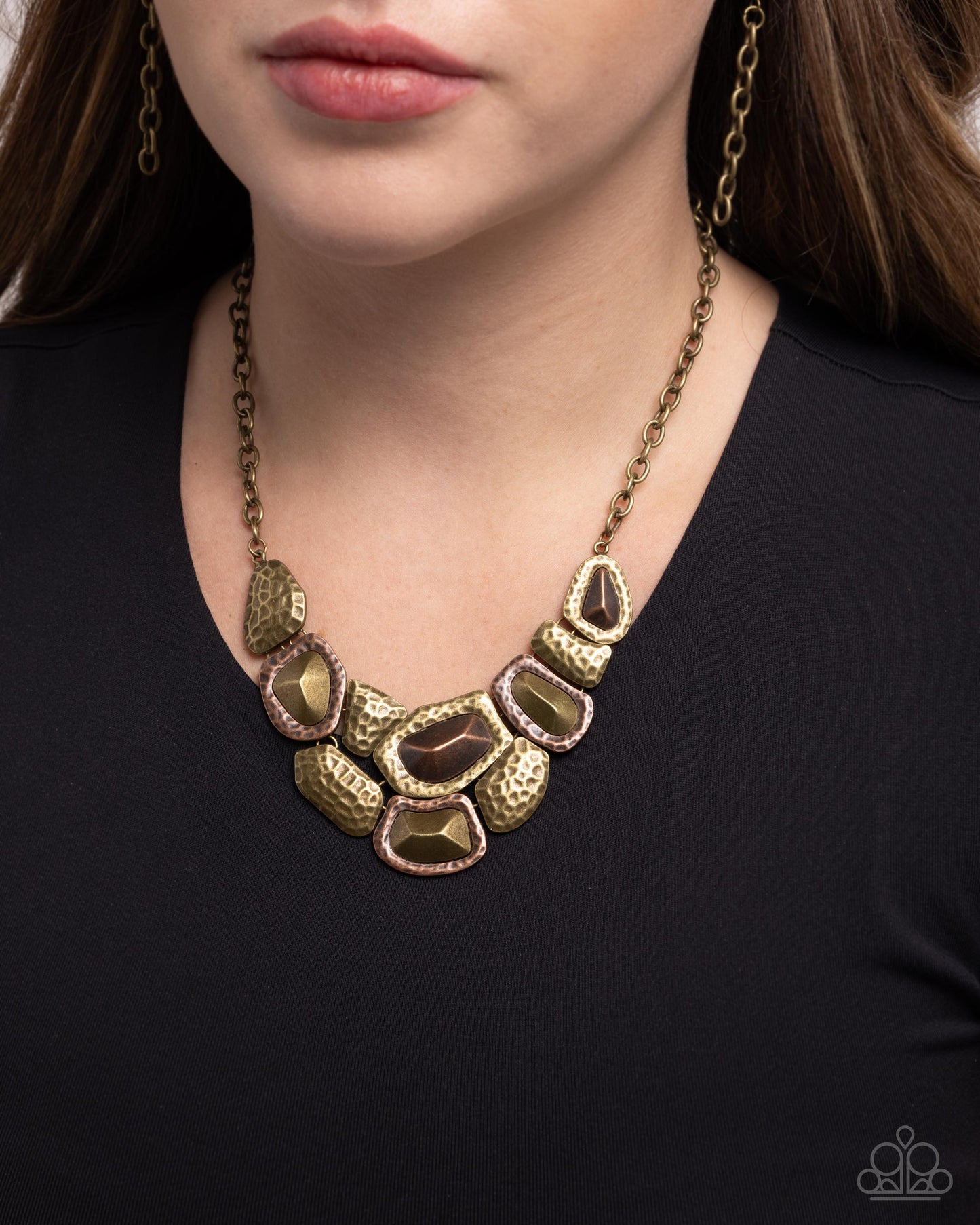 Mixed Motive - Multi Hammered Copper & Brass Statement Necklace Paparazzi N0936