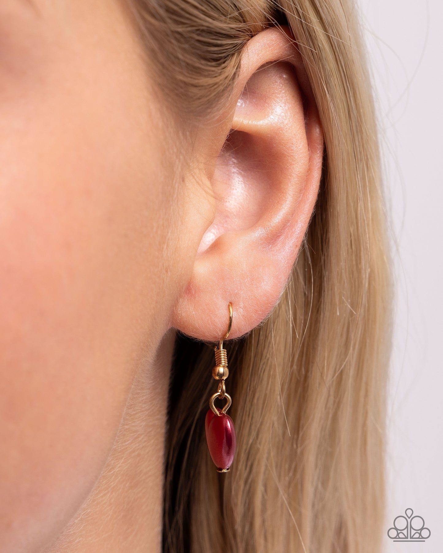 Admirable Affection - Red UV Shimmery Heart Shaped Bead & Teardrop Gold Layered Necklace Paparazzi