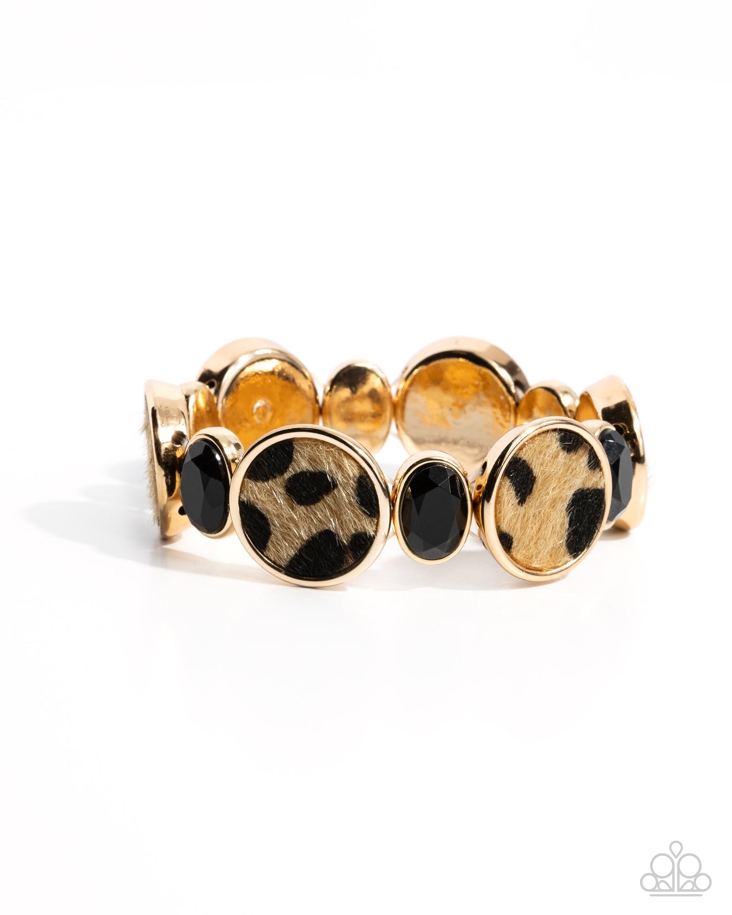 Serengeti Safari - Black & Brown Leopard Print Stretch Bracelet Paparazzi