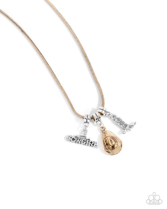 Boy Meets COWGIRL - Multi Silver & Gold Santa Fe Style COWGIRL Necklace Paparazzi N3258