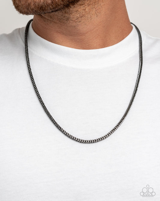 Breaking Away - Black Gunmetal Chain Urban Men's Necklace Paparazzi N3638